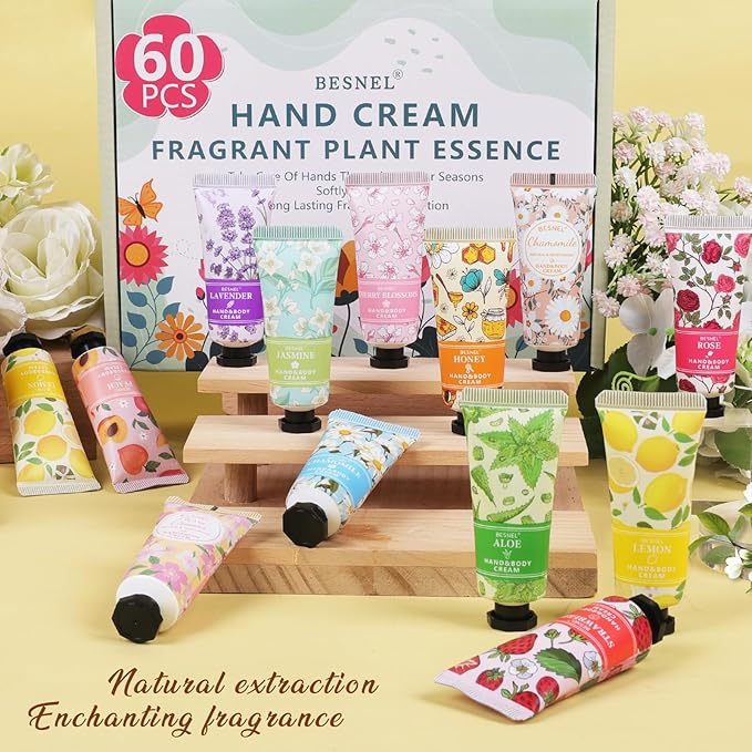 60 Pack Hand Cream Gift Set For Women, Teacher Appreciation Gifts,Mini Hand Lotion Travel Size in Bulk for Dry Cracked Hands, Graduation Gifts, Birthday Gift, Bridesmaid Gift,Party Favors