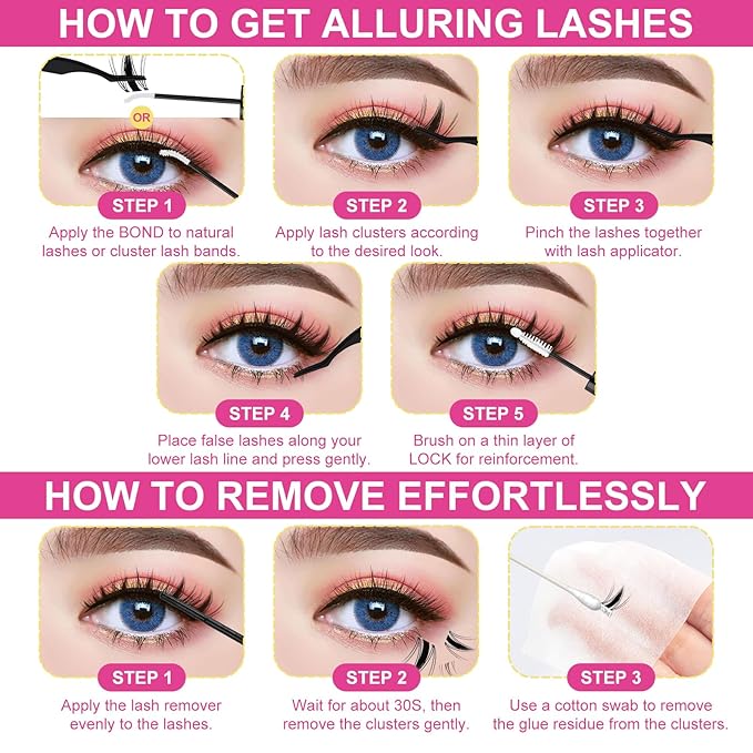 Fowendia Manga Lash Clusters Wanna Be 8-18mm Fairy Eyelash Clusters DIY Lash Extension Invisible Band 0.3mm Wispy Natural Individual Cluster Eyelash Extensions