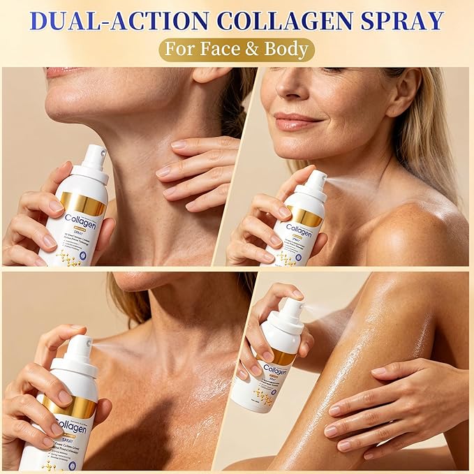 2pcs Collagen Spray, Collagen Body and Face Serum Lotion, Plumping and Care Set for Body and Face, Suitable for All Skin Types