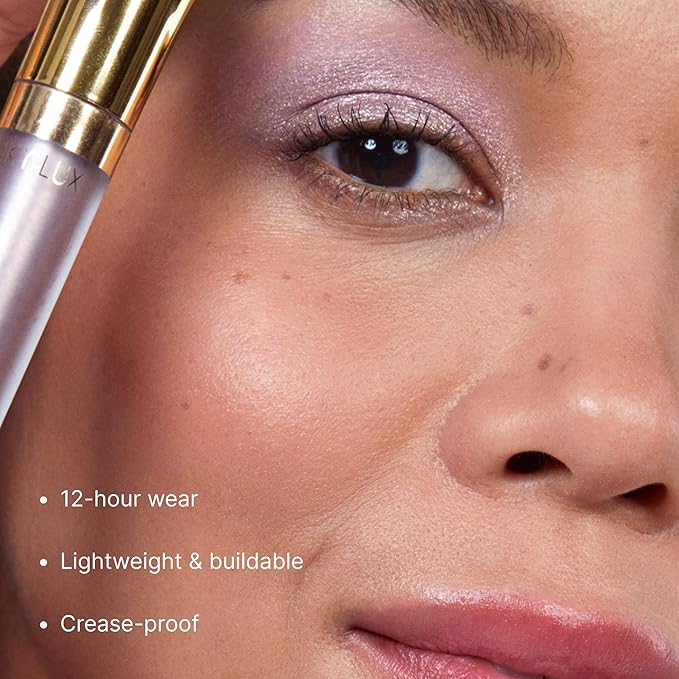 Winky Lux Rose Petal Liquid Eyeshadow, Longwear, Buildable, High-Pigment, Blendable, Crease-Proof, with Hydrating Vitamin E & Mango Seed Butter, Clean Beauty, Cruelty-Free, Vegan, Lavender Shimmer