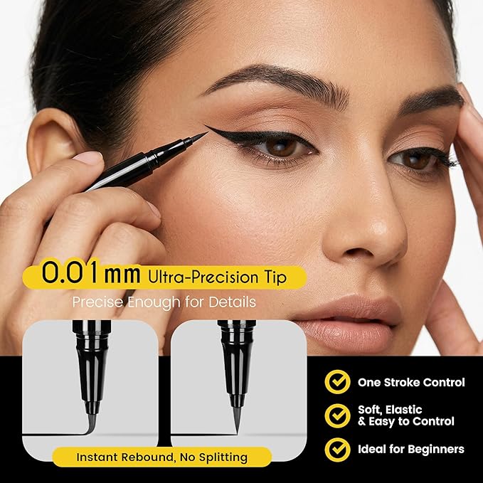 Professional Cosmetics Liquid Eyeliner, Waterproof Liquid Eyeliner Pen - Black, Vegan Formula