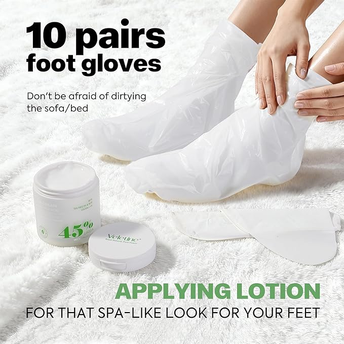 Tea Tree & Aloe Foot Care Set - Urea Cream,Callus Remover Gel & Foot Callus Remover,10Pairs Mask Sleeves for Dry Cracked Feet - Pedicure Kit for for Birthday Women Men Gift