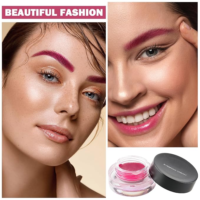 Eyebrow Pomade Cream,Brow Pomade Gel Naturally Long Lasting Waterproof,Delicate and Smooth Eye Brow Makeup Cosmetics with Eyebrow Brush - Magenta