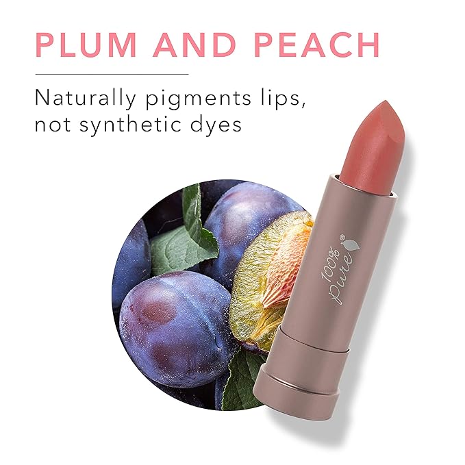 100% PURE Cocoa Butter Matte Lipstick Full Stay All Day Coverage, Lasting Moisturizing & Softening Natural Lip Color for All Skin Tones, Vegan Fruit Pigmented Mirage (Cool Deep Dusty Pink) - 0.15 oz