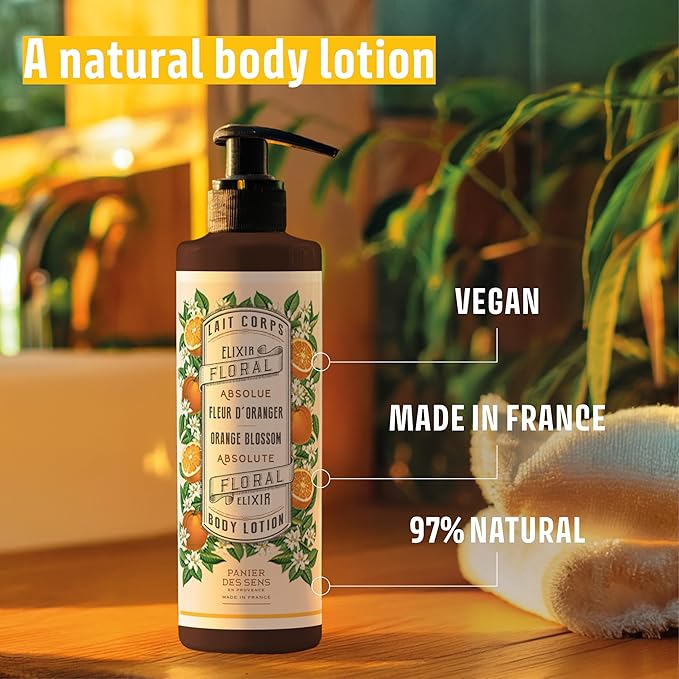 Panier des Sens – Orange Blossom Hand & Body Lotion for Dry Skin - Hydrating Body Cream for Women - Nourishing Fluid Body Moisturizer Shea Butter & Olive Oil 97% Natural Ingredients Body Care 8.45Floz