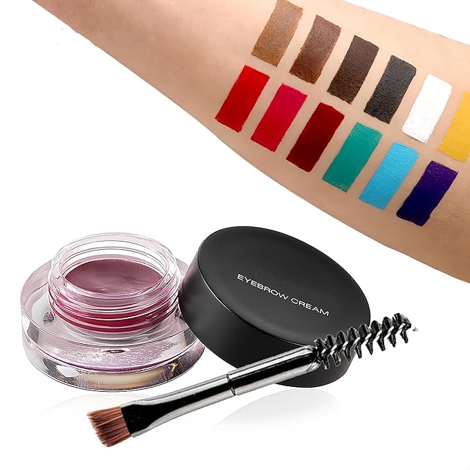 12 Color Eyebrow Cream Colorful Smooth Eyebrow Pomade Gel Long Lasting Waterproof Eyeliner Gel Eye Brow Makeup Cosmetics with Eyebrow Brush (06 Daffodil)