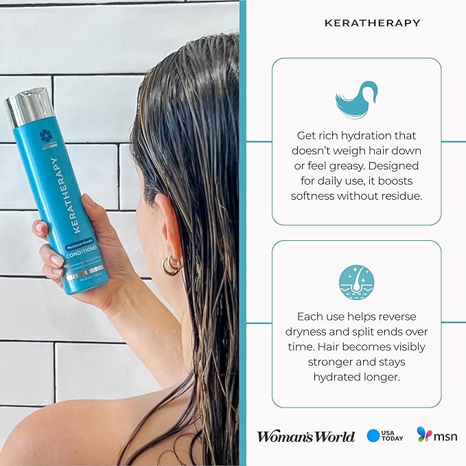 KERATHERAPY Keratin Infused Moisture Conditioner, 10.1 fl. oz., 300 ml - Hydrating & Moisturizing Conditioner for Dry or Damaged Hair with Collagen, Jojoba Oil, & Kerabond Technology - Sulfate Free