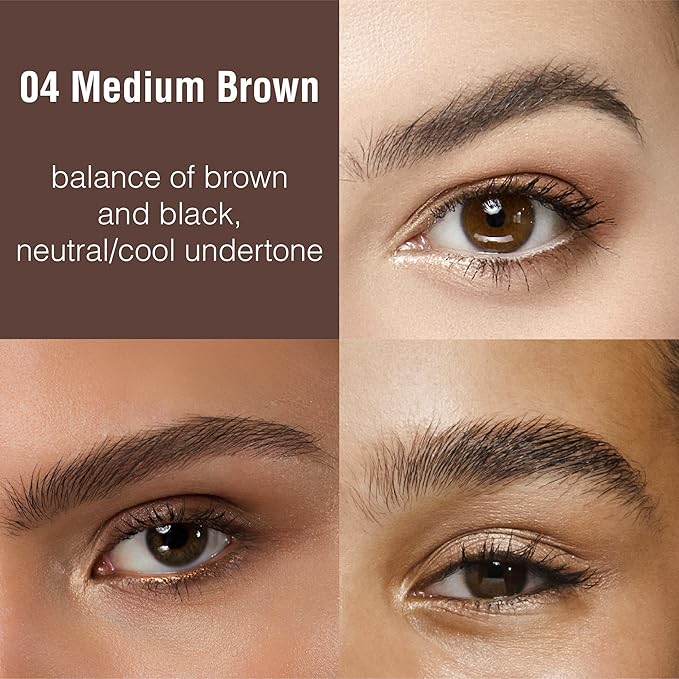 Ruby Kisses Go Brow Microblading Eyebrow Pen, Waterproof Eyebrow Pencil for Women, Dual-Ended Liquid Tattoo Brow Pencil with 4-Fork & Precise Brush Tip for Natural Hair-Like Strokes (Medium Brown)
