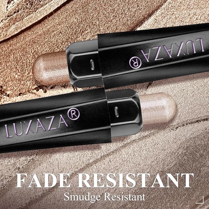 LUXAZA PRO Neutral Eyeshadow Stick Makeup Set, Metallic Shimmer Matte Cream Eye Shadow Eyeliner Brightener Pencil Crayon - Cinnamon Coco