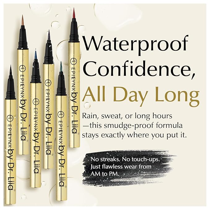 EPILYNX Liquid Eyeliner - Hypoallergenic Eyeliner with Fine Brush Tip, Long-Lasting Waterproof Eye Liner - Cruelty-Free, Vegan, Gluten-Free, Smooth Liquid Eye Liner - 6 Shades Gift Set