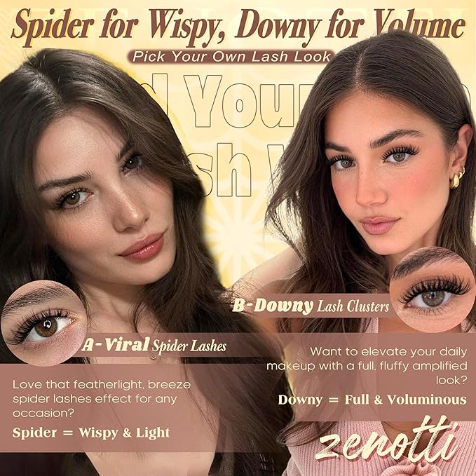 Downy Lash Clusters Fluffy Volume Eyelash Clusters Wispy Cluster Eyelash Extensions Flaunt Mink Lash Extensions with Invisible Band D Curly Individual Lashes 8-16mm DIY Lashes for Flawless Look