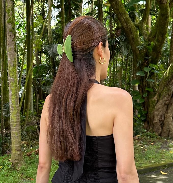 Luxury Green Claw Clip for Women | Our Large 4 Inch Hair Clip Creates Beautiful Half Ups, Secure Updos & Chic Daily Styles | Premium Acetate Claw with Secure Hold & Snag Free Teeth for Easy Styling