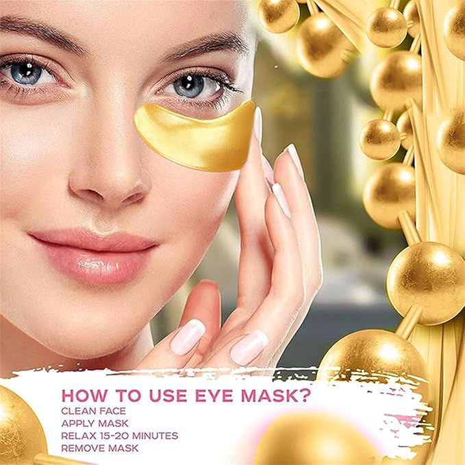 30 Pairs Eye Patches, Under Eye Patches for Dark Circles and Puffy Eyes, Reduce Wrinkles, Collagen Eye Mask Skincare Eye Pads for Moisturizing, Hydrating,24K Gold