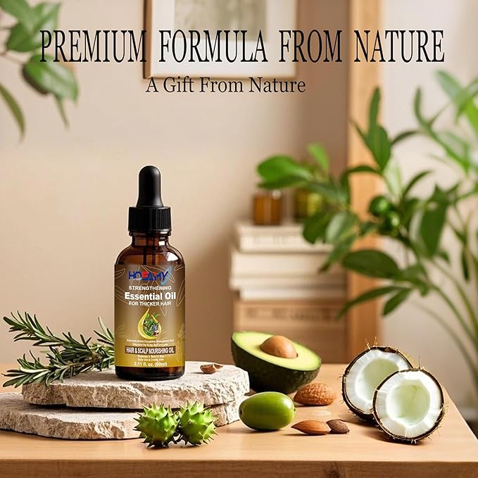 Hair Oil for Normal to Medium Hair - Weightless Scalp & Hair Serum with Rosemary, Biotin & 25+ Botanicals - Smooths Frizz, Soothes Scalp, Adds Shine for Thinning Hair - For Women & Men, 60ml