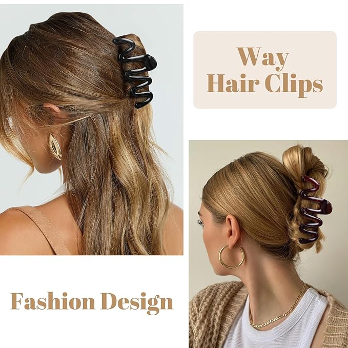 Claw Clips for Women Wavy Hair Clips for Thick Hair Non Slip Hair Clip Claw for Women's Hair Cute Hair Accessories 4Pcs