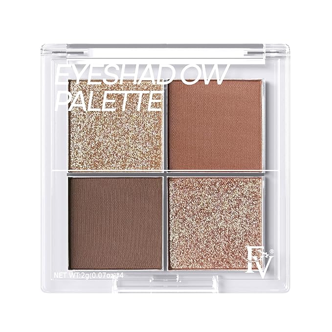 FV Natural Finish Eyeshadow Palette, 4 Matte & Metallic High Pigment Shades, Long-Lasting Eye Shadow Palette Makeup, Crease-Proof, Blendable Eye Makeup (Dark Brown)