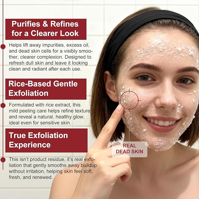 White Rice Exfoliant, White Rice Peeling Glow Ampoule, Peel Shot Glow Exfoliating Face Serum, Korean Skin Care Soft Exfoliating Body Scrub Dead Skin Cells, Blackheads Remover For All Skin Types 100ml