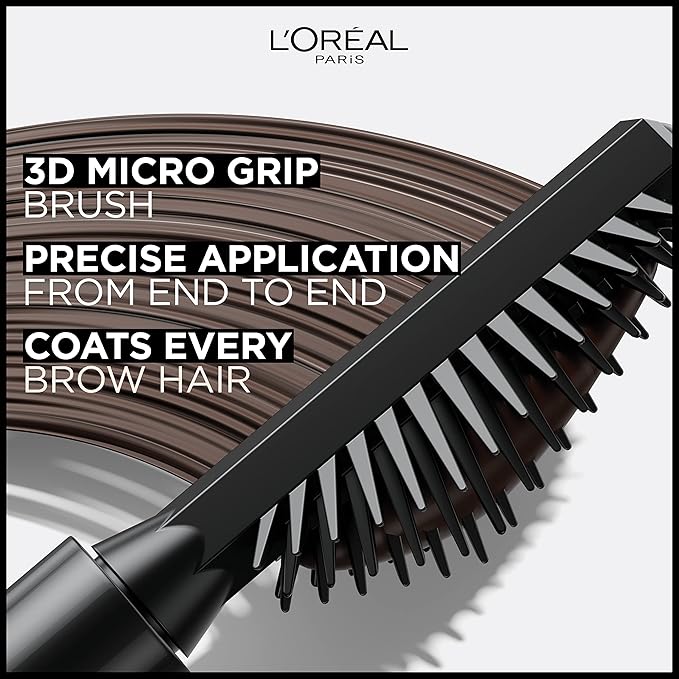 L'Oreal Paris Infallible Volumizing 24H Wear Brow Mascara, Long Lasting Eyebrow Makeup for 2X Fuller Eyebrows, 3.0 Soft Black, 0.13 Fl Oz