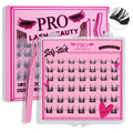 PRO Self Adhesive False Eyelashes,Lash Clusters No Glue Needed Pre Glued No Remover,1 applicator,Easy to Apply, Curved-Thin Band Reusable Cluster Lashes(Sunflower-D-10-16mix)