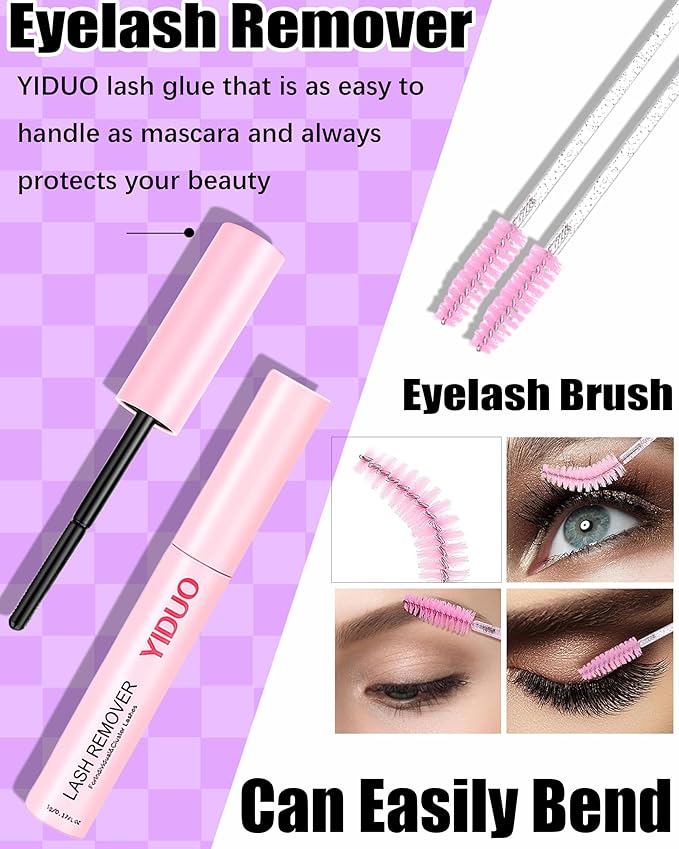 YIDUO Lash Extension Kit 30D+40D+50D+60D Cluster Lashes Extension 8-16mm, Wispy Individual Lashes with Bond,and Seal, Remover & Tweezers, DIY Eyelash Extensions for Beginners pestañas postizas