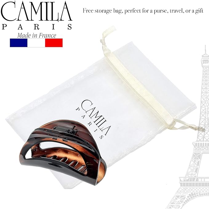 Camila Paris CP1562 French Hair Clip for Women Tortoise Shell Small Girls Hair Claw Clips Jaw Fashion Durable Styling Hair Accessories for Women, Strong Hold No Slip Grip, Made in France