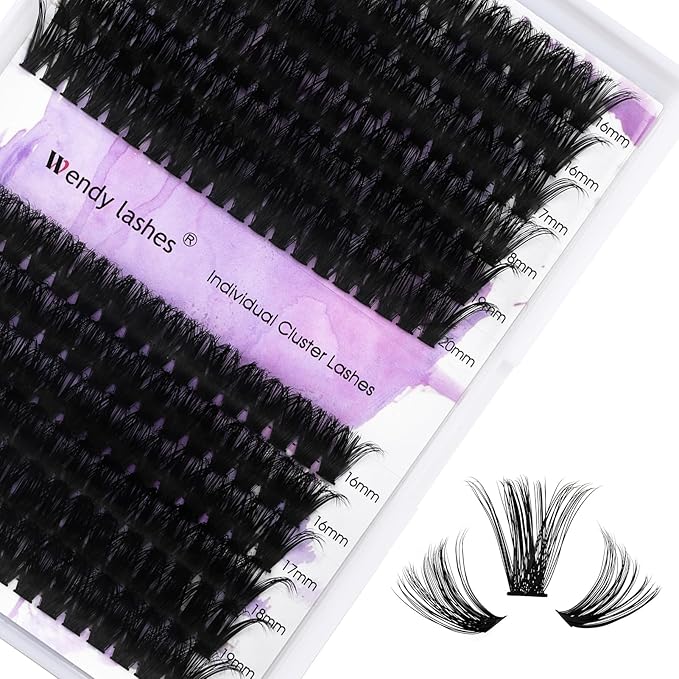Lash Clusters 60D/80D Eyelash Clusters Natural Wispy D Curl Mixed Length 16-20mm Fluffy Individual Eyelash Extensions for DIY Lashes at Home