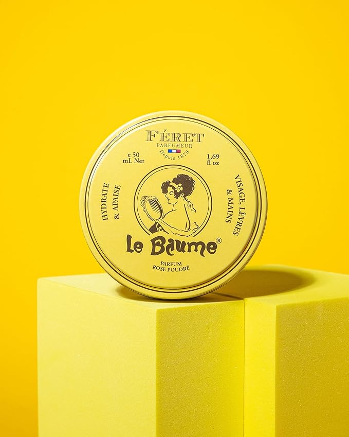 Feret Parfumeur Le Baume Multi-Purpose Balm – Rose Poudré – Deeply Hydrating Moisturizer for Dry Cracked Skin, Lips & Cuticles - Natural Lip Balm with Shea Butter & Honey – 50ml/1.7 Ounce