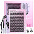 Geeneiya FLORA Lashes Clusters Kit DIY Lash Extension, 8-18MM Wispy Lash Clusters, Ultra-thin Band Eyelash Extension Kit with Waterproof Black Lash Bond and Seal, Lash Remover, Tweezers for Beginners