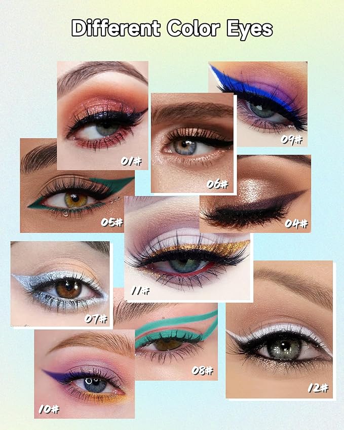Waterline Gel Eyeliner Pencil, Silver Shimmer Waterproof Long Lasting Eye Liner Pencils with Sharpener, Highly Pigmented Hypoallergenic Precision Cream Smooth Glitter Eyeliner Makeup Pen for Women-07