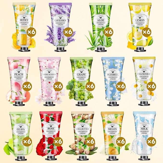 VISCOO 84 Pack Hand Cream Gifts Set for Women, Teacher Appreciation Gift / Graduation Gifts, Moisturizing Mini Hand Lotion Travel Size for Dry Cracked Hands, Birthday Gift