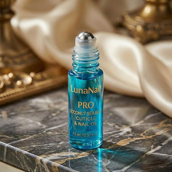 Cuticle Oil for Nails & Growth, Roll-On | Vitamin E & Jojoba Nail Strengthener Serum | Deep Hydration for Dry, Damaged Cuticles | Overnight Repair Treatment | Vegan (Coconut Sea Blue)