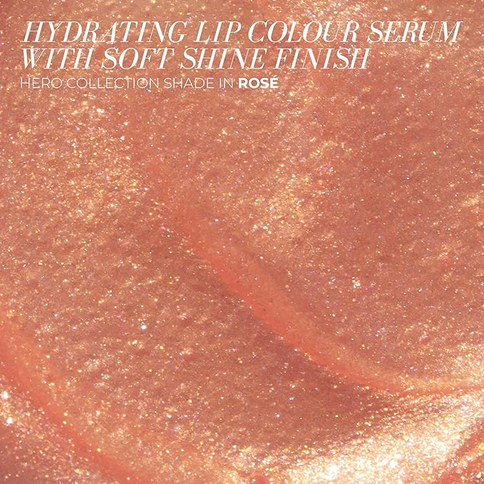FITGLOW Beauty Lip Colour Serum | Hydrating Lip Gloss | Plumping Anti-Aging Lip Treatment | Natural Shine with Pomegranate Sterols & Collagen | Buildable Color for Dry Chapped Lips | Rosé- 10g