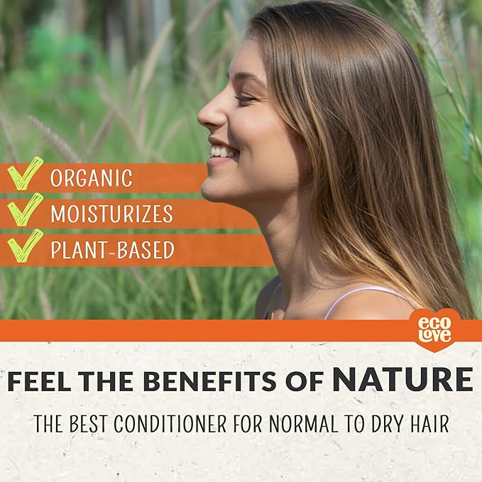 ecoLove - Natural Conditioner for Dry, Damaged Hair and Color Treated Hair - No SLS or Parabens - With Natural Carrot and Pumpkin Extract - Vegan and Cruelty-Free, 17.6 oz