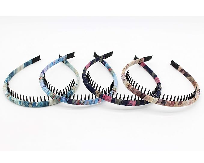 JOBAND 4-Pack Multi-colored Resin Teeth Hair Hoop Non-slip Comfortable Women's/Girls Fashion Headbands