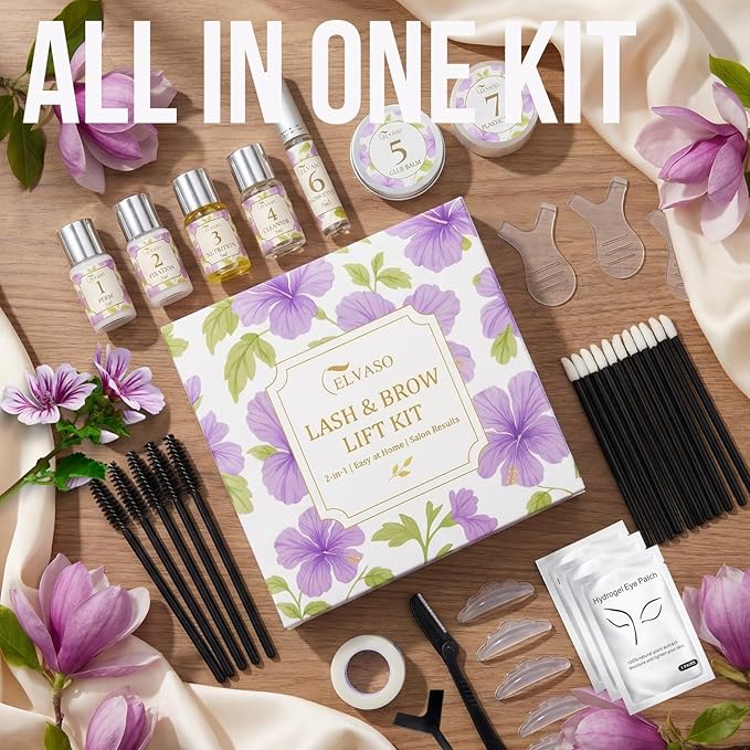 2-IN-1 Lash Lift Kit & Brow Lamination, Professional Gentle Eyelash Perm Kit with Long Lasting Curl, Salon-Quality Eyelash Lift DIY at Home with Easy Instructions