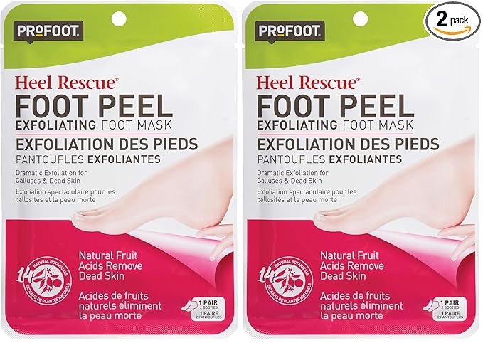 Foot Peel, Exfoliating Heel Rescue Booties, 1 Pair, Foot Mask for Dry Cracked Feet, Calluses & Dead Skin, Botanical Blend for Smoother, Softer Heels, Easy, No Mess 60-Minute Home Foot Care (Pack of 2)