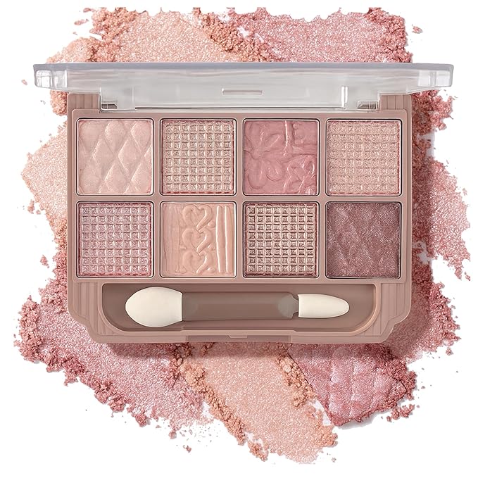 K'APEINE 8 Colors Eyeshadow Palette,Red Brown Eyeshadow Shimmer Eyes Makeup Palette Eye Shades With 1 Dual Brush Long-Lasting Blendable Shades,Naturing-Looking,Waterproof Warm Eye Shadow for Women-01