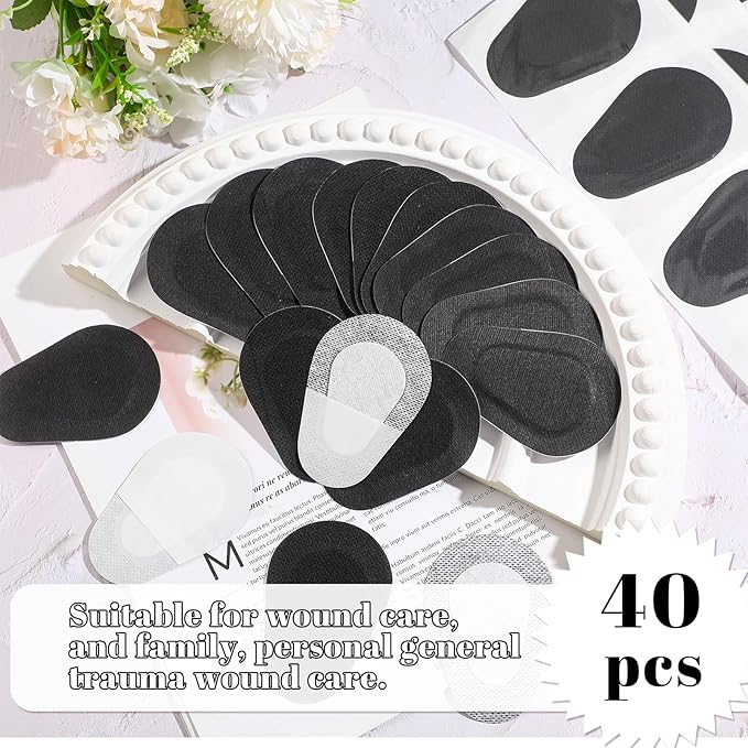 Panitay 40 Pcs Adhesive Eye Patches for Adults Eye Patch for Disposable Breathable Amblyopia Lazy Adhesive Bandages for Men(3.3 x 2.3 Inch,Black)