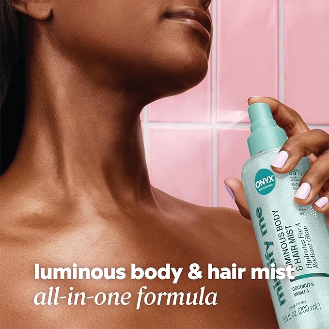Onyx Professional Hydrating Shimmer Mist with Squalane & Coconut Oil, Coconut Bliss, 6.5 fl oz, 2pk - Shimmer Hair and Body Mist Creates a Radiant Glow with Lightweight Moisture