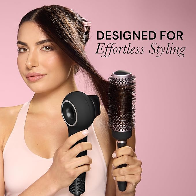 L'ANGE HAIR Axia HaloRing Ionic Hair Dryer | High Speed Professional Blow Dryer for Smooth, Frizz-Free Styles | Lightweight Brushless Motor with Concentrator & Wall Mount | 4 Heat Settings | Black