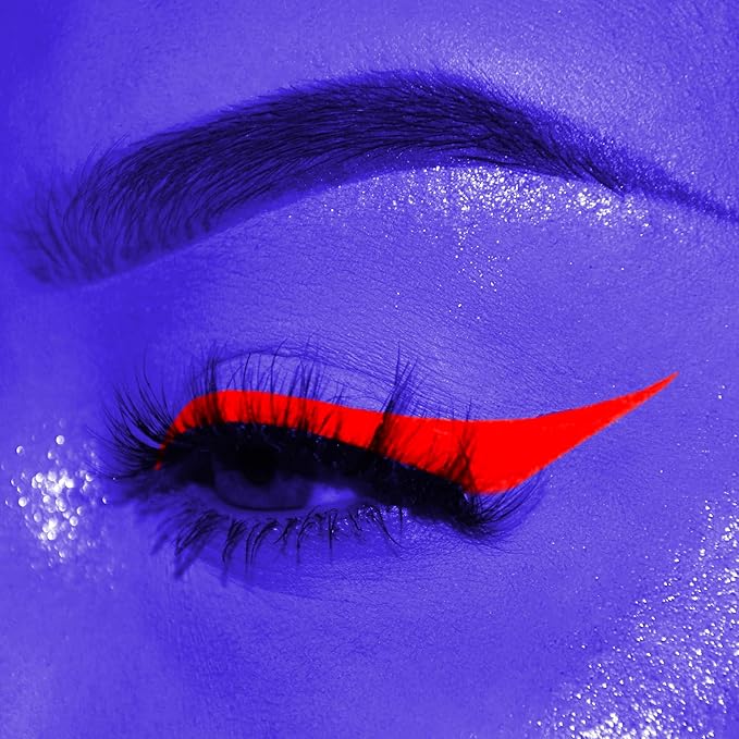 UV Neon Liquid Eyeliner, Matte Colored Eyeliner Pen, Waterproof Smudge-proof Pigmented Eye Liner, Glow Brightly Under UV Lights, Colorful Eye Makeup For Halloween Christmas, Neon Red-Orange