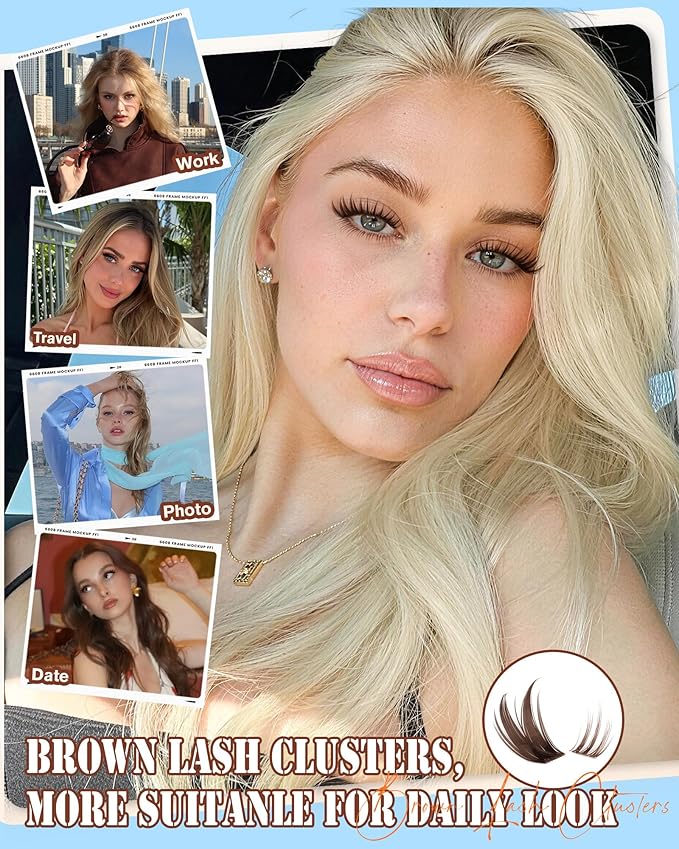 Brown Lash Clusters With Bottom Eyelash Clusters Manga Dark Brown Cluster Eyelash Extensions 222Pcs Brown Bunny Lashes Clusters D-Curly Individual Lashes 10-16MM by Zegaine