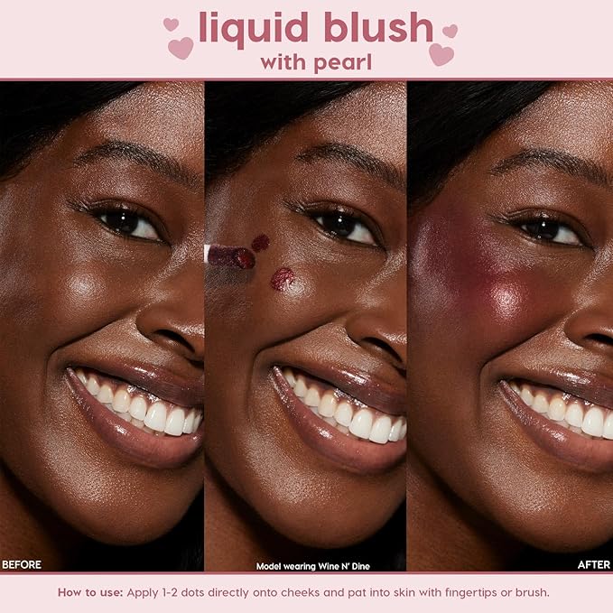 ColourPop Weightless Liquid Blush - Hydrating, Liquid Blush for Cheeks - Glowy, Pearl Finish with Hyaluronic Acid for a Healthy Glow - Designed with a Doe Foot Applicator - Wine N Dine (0.3 Fl Oz)