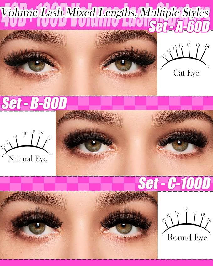 YIDUO Lash Extension Kit, 546PCS 40D+60D+80D+100D Lash Clusters 10-18mm, Wispy Individual Lashes with Bond and Seal, Remover, Tweezers & Brush, All-in-1 DIY Eyelash Extensions for Beginners