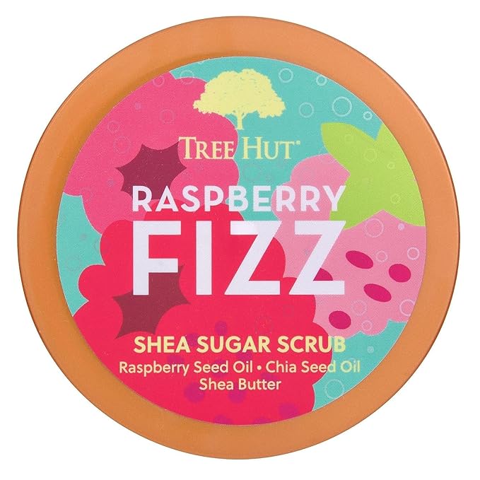 Tree Hut Raspberry Fizz Body Scrub, Exfoliating & Hydrating Sugar Scrub with Shea Butter & Essential Oils, Smooth Skin, Body Exfoliator For All Skin Types, Self Care Gifts for Women, Vegan, 18 Oz