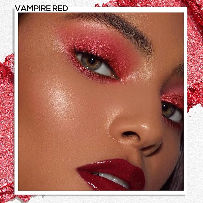 MAKI YIKA Dark Red Crème Eyeshadow Single, Shimmer Vampire Red Cream Eye Shadow palette for Women Color Stay Long Lasting Waterproof Eye Makeup Monochrome Eyeshadows,#17