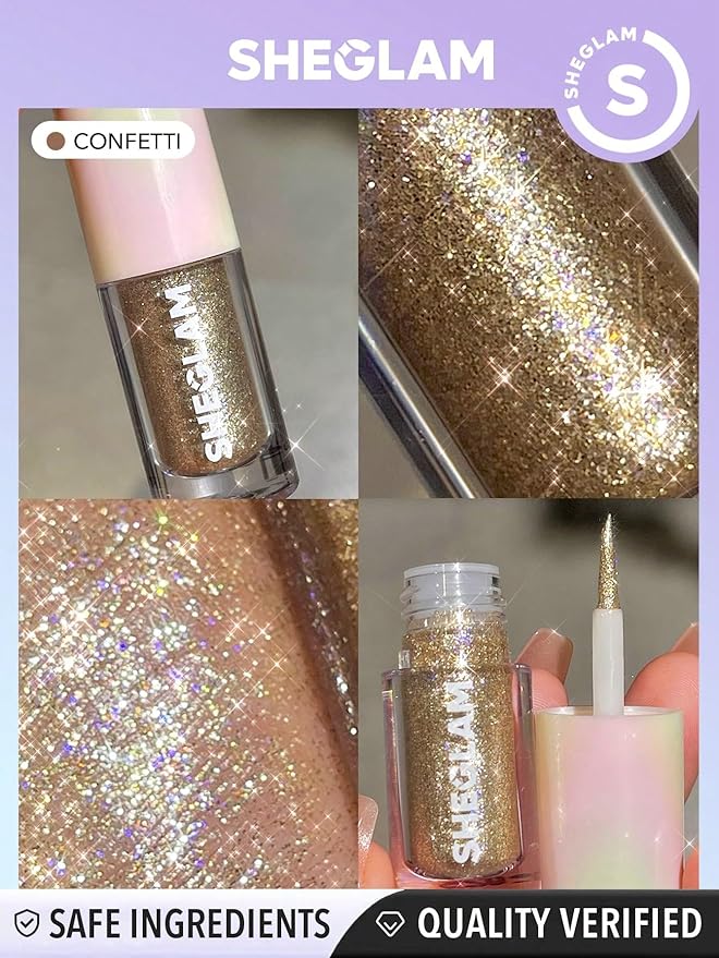 SHEGLAM Insta-Party Liquid Glitter Eyeshadow Long Lasting Gel Cream Highly Pigmented Liquid Liner - Confetti