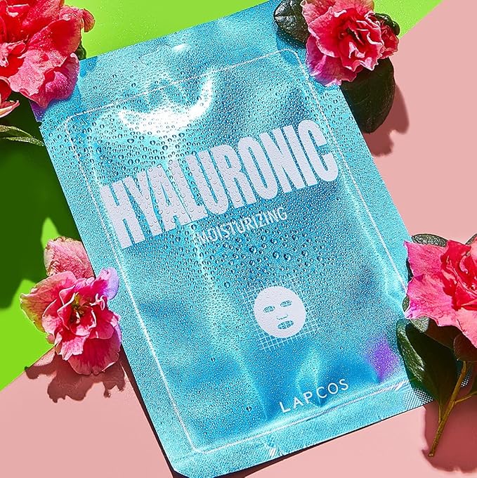 LAPCOS Derma Hyaluronic Acid Sheet Mask - Moisturizing & Hydrating Face Mask with Althaea Flower Extract for Dull, Dry Skin - Breathable, Lightweight TMF-Cell Sheet - Korean Skin Care (Pack of 5)
