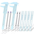 Teling 10 Pcs Eyebrow Ruler tools set 2 Eyebrow Measuring Ruler kit 4 Microblading White Skin Marker Pen 4 Paper Permanent Makeup Position Mapping Mark Tools for Artists Skin