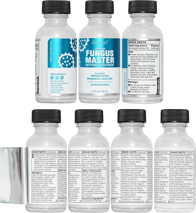 Ebanel Antifungal Cream Miconazole Athletes Foot Treatment, Cures Fungal Infection Leading to Nail Fungus, Jock Itch Cream with Undecylenic Acid, Tea Tree & Manuka Oil, Fast Itch Relief for Ringworm